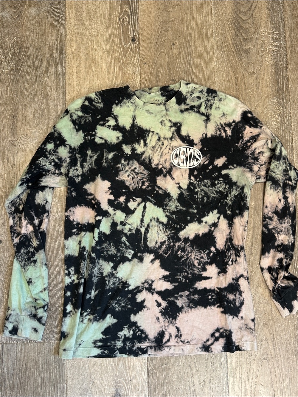 Vans Black Mint Pink Tie-Dye Long Sleeve Shirt 0859